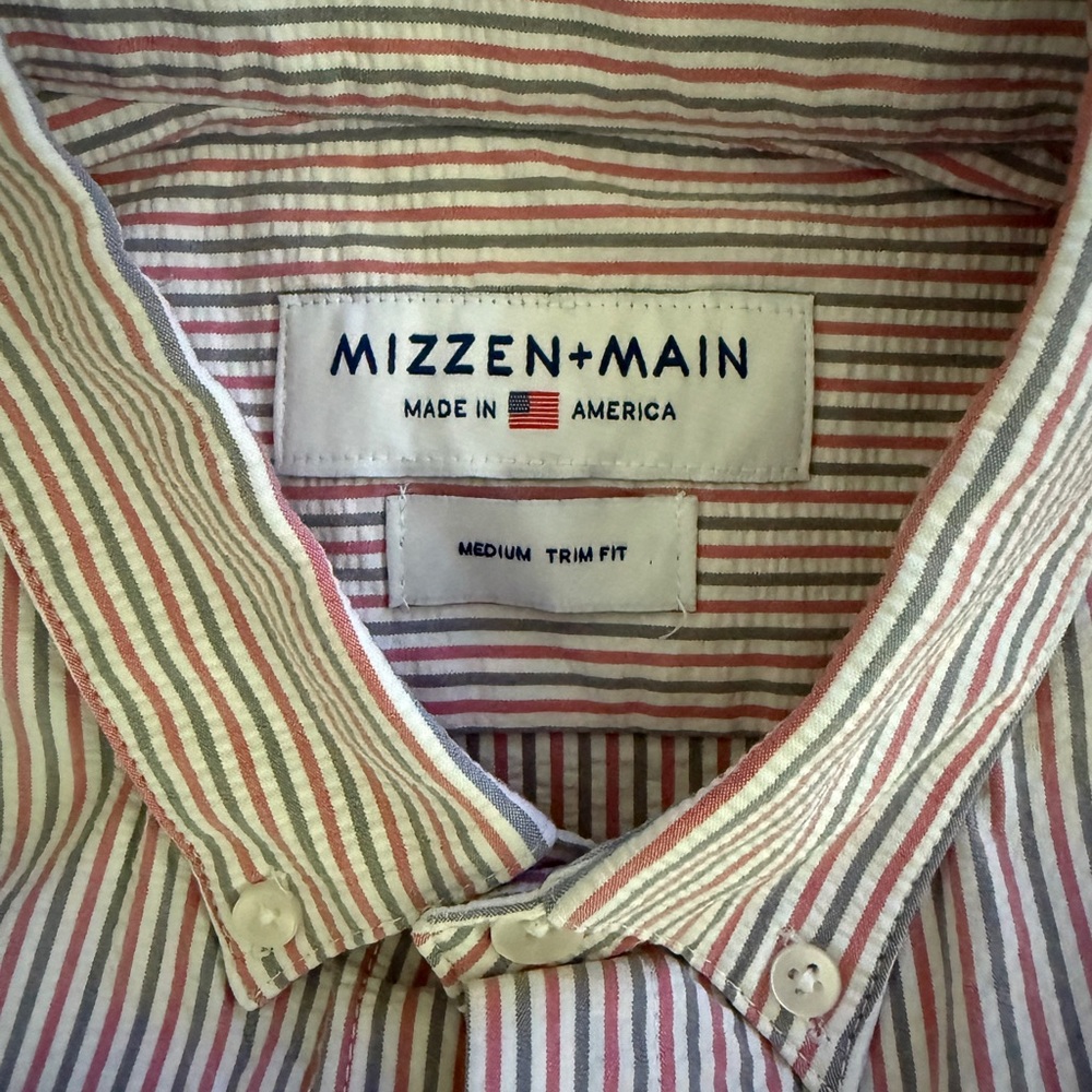 Mizzen+Main Red White and Blue Casual Button Down Shirt